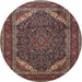 Round Traditional Dark Almond Brown Persian Rug, tr1885