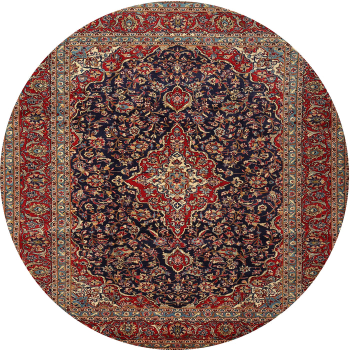 Round Traditional Dark Almond Brown Persian Rug, tr1886