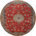 Round Traditional Brown Medallion Rug, tr1888