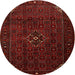 Round Traditional Crimson Red Persian Rug, tr1889
