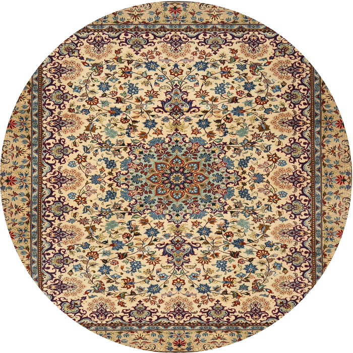 Round Traditional Reddish Brown Medallion Rug, tr1890