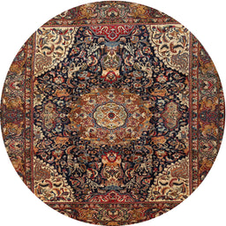 Square Machine Washable Traditional Orange Brown Rug, wshtr1891