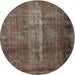 Round Traditional Dark Almond Brown Persian Rug, tr1892