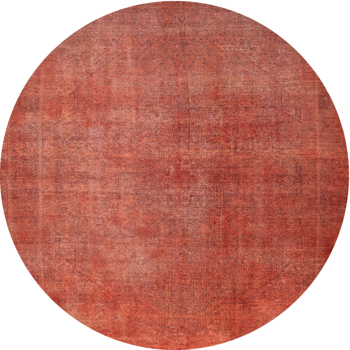Round Traditional Neon Red Persian Rug, tr1893