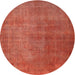 Round Traditional Neon Red Persian Rug, tr1893