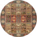 Round Traditional Dark Sienna Brown Persian Rug, tr1894