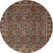 Square Machine Washable Traditional Bakers Brown Rug, wshtr1895