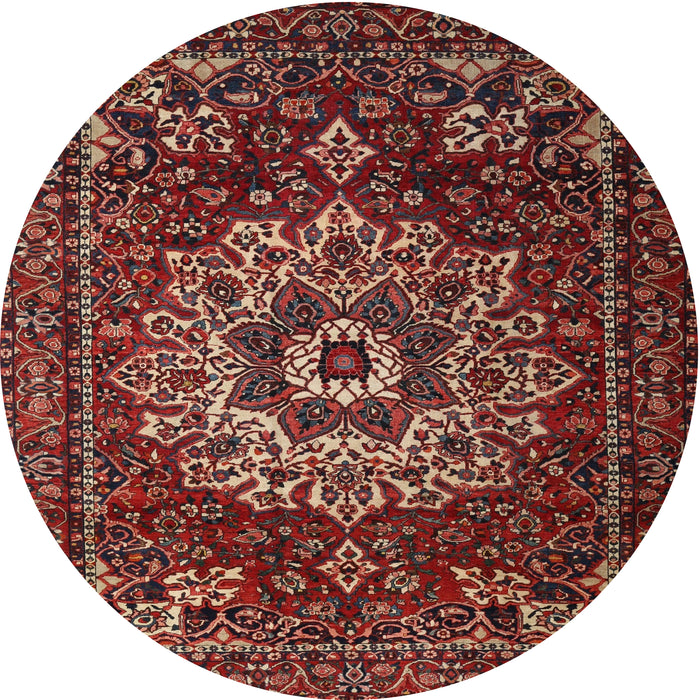 Round Traditional Dark Gold Brown Persian Rug, tr1896