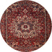 Round Traditional Dark Gold Brown Persian Rug, tr1896