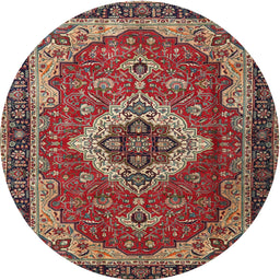 Square Machine Washable Traditional Saffron Red Rug, wshtr1897