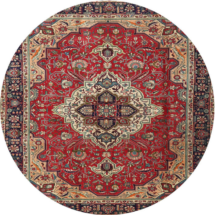 Square Machine Washable Traditional Saffron Red Rug, wshtr1897