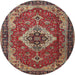 Square Machine Washable Traditional Saffron Red Rug, wshtr1897