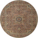 Square Machine Washable Traditional Peru Brown Rug, wshtr1899