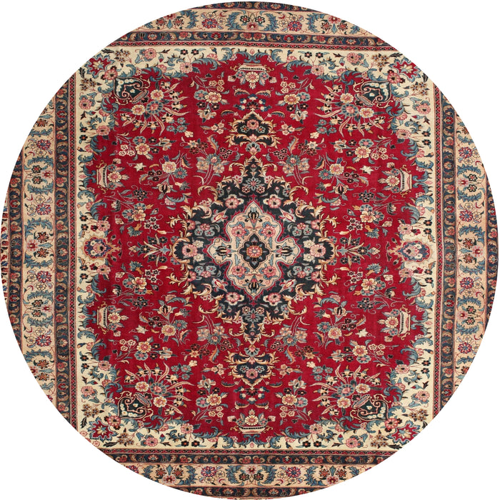Round Traditional Camel Brown Medallion Rug, tr18