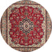 Round Traditional Camel Brown Medallion Rug, tr18