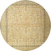 Round Traditional Cinnamon Brown Persian Rug, tr1900