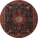 Round Traditional Sienna Brown Medallion Rug, tr1902