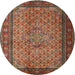 Square Machine Washable Traditional Saffron Red Rug, wshtr1904