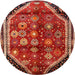 Round Traditional Rust Pink Persian Rug, tr1906