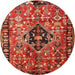 Round Traditional Red Persian Rug, tr1907