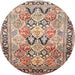 Round Traditional Chestnut Brown Persian Rug, tr190
