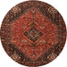 Round Traditional Maroon Red Persian Rug, tr1910