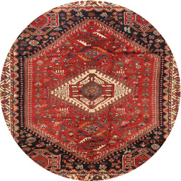 Round Traditional Rust Pink Persian Rug, tr1911