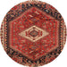 Round Traditional Rust Pink Persian Rug, tr1911