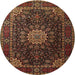 Square Machine Washable Traditional Night Red Rug, wshtr1912