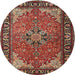 Square Machine Washable Traditional Orange Brown Rug, wshtr1914