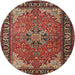 Round Traditional Orange Brown Persian Rug, tr1914