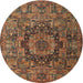 Round Traditional Bronze Brown Animal Rug, tr1915