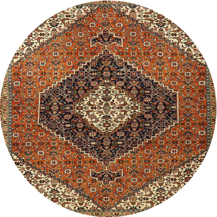 Round Traditional Saffron Red Persian Rug, tr1916