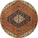 Square Machine Washable Traditional Saffron Red Rug, wshtr1916