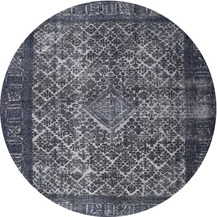 Round Traditional Silver Gray Persian Rug, tr1917
