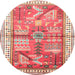 Round Traditional Crimson Red Animal Rug, tr191