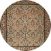 Round Traditional Metallic Gold Persian Rug, tr1921