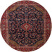Round Traditional Chestnut Brown Persian Rug, tr1922