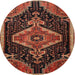 Round Traditional Red Persian Rug, tr1924
