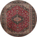 Round Traditional Dark Almond Brown Persian Rug, tr1926