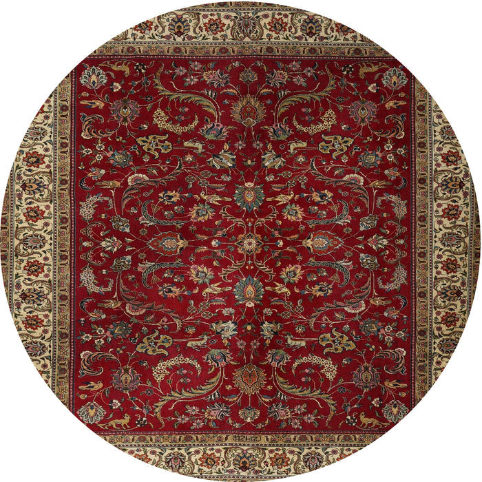 Round Traditional Crimson Red Persian Rug, tr1928
