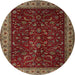 Round Traditional Crimson Red Persian Rug, tr1928