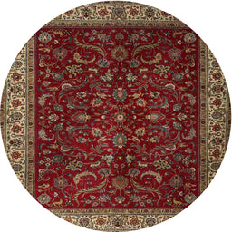 Square Machine Washable Traditional Crimson Red Rug, wshtr1928