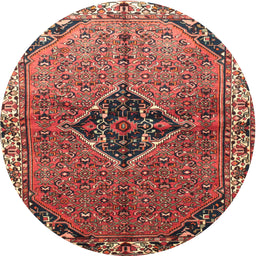 Square Machine Washable Traditional Orange Salmon Pink Rug, wshtr192