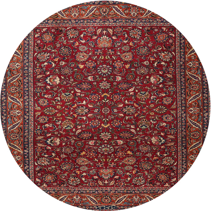 Round Traditional Dark Gold Brown Persian Rug, tr1930