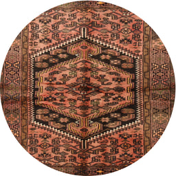 Square Machine Washable Traditional Red Brown Rug, wshtr1931