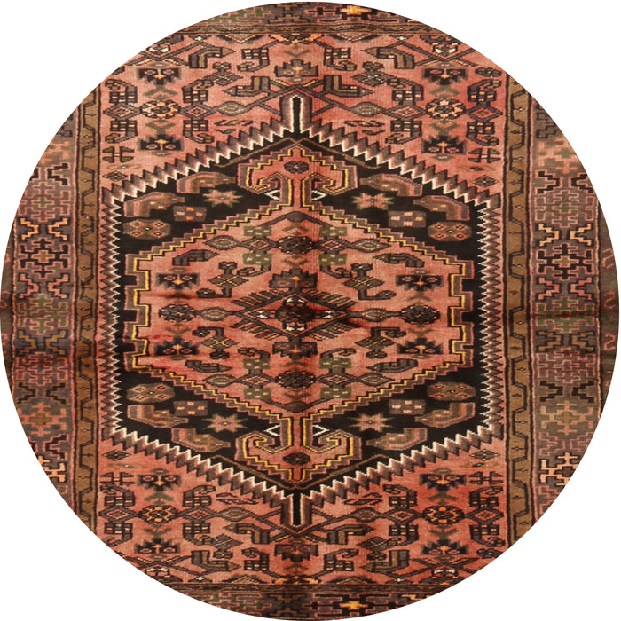 Round Traditional Red Brown Persian Rug, tr1931