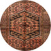 Round Traditional Red Brown Persian Rug, tr1931