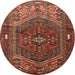 Round Traditional Red Persian Rug, tr1933