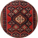 Round Traditional Reddish Brown Persian Rug, tr1936